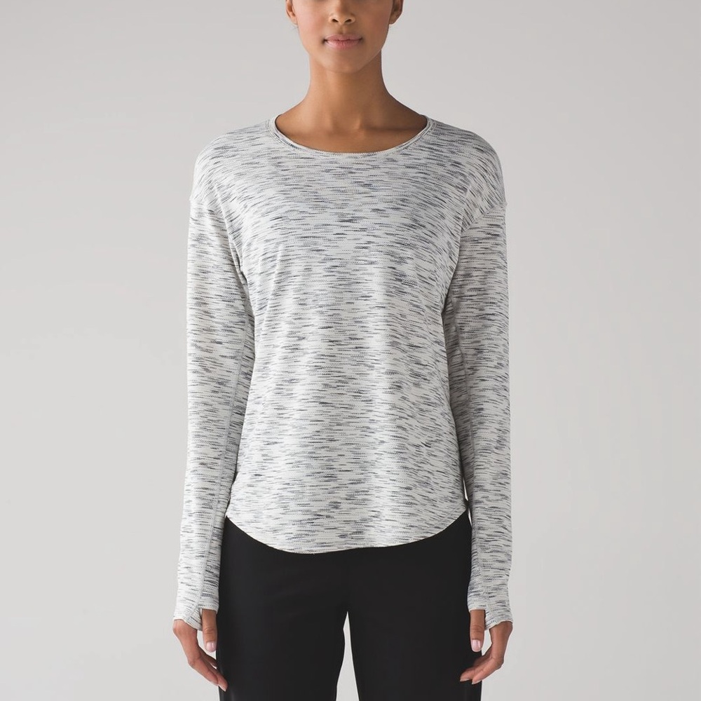 Lululemon Lost in Pace Long Sleeve Shirt in Tiger Space Dye Black White